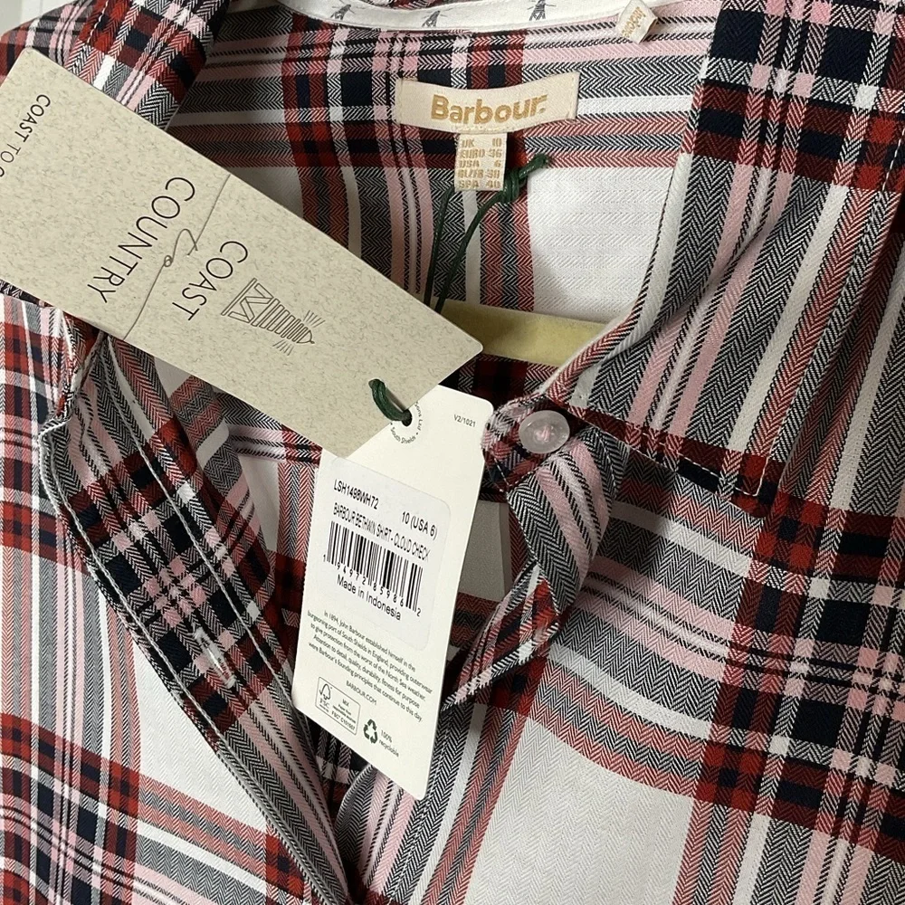 Barbour Bethwin Cloud Check Plaid Button Front Shirt, NWT - Picture 6 of 14